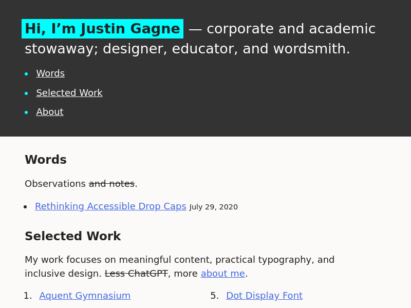 Screenshot of justingagne.design