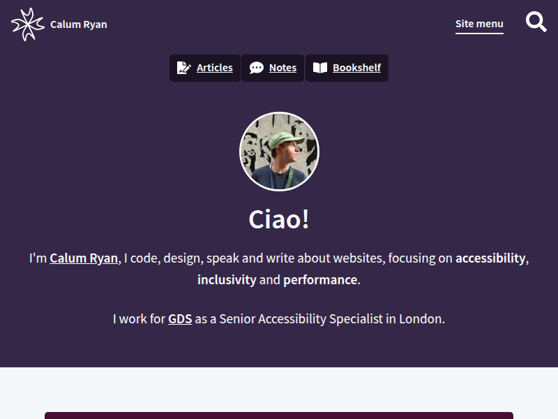 Screenshot of calumryan.com