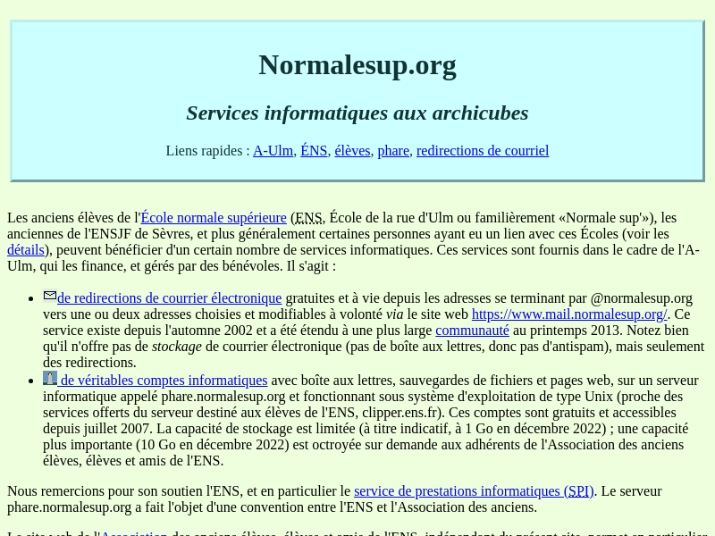 Screenshot of normalesup.org