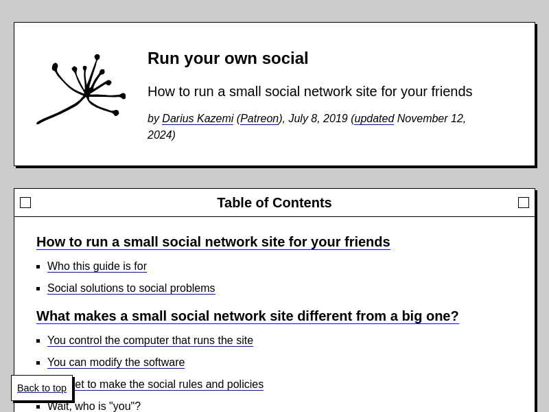 Screenshot of runyourown.social