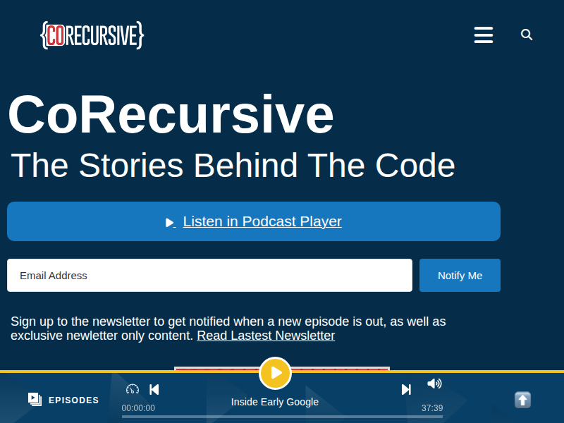 Screenshot of corecursive.com