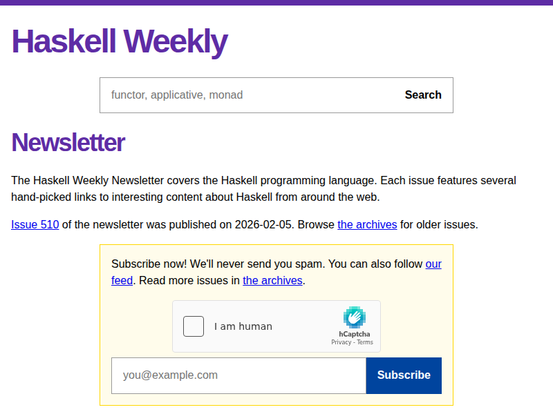 Screenshot of haskellweekly.news
