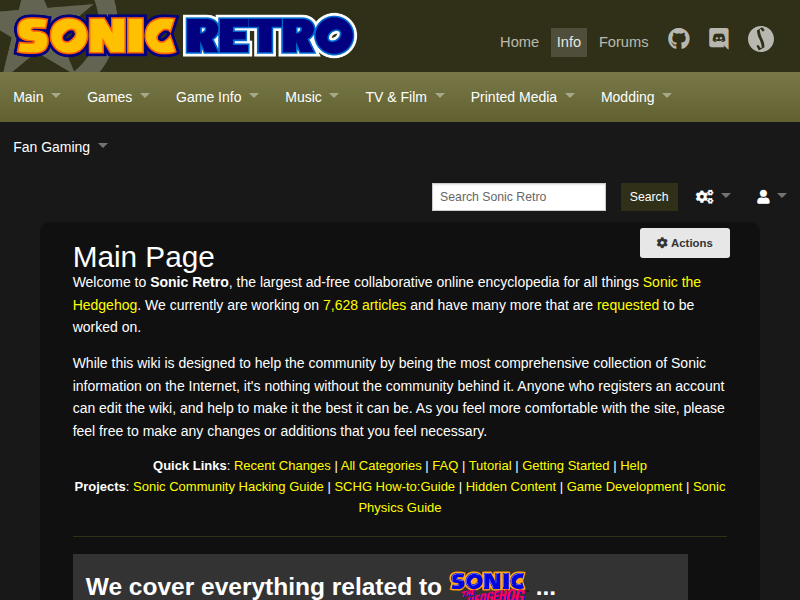 Screenshot of info.sonicretro.org