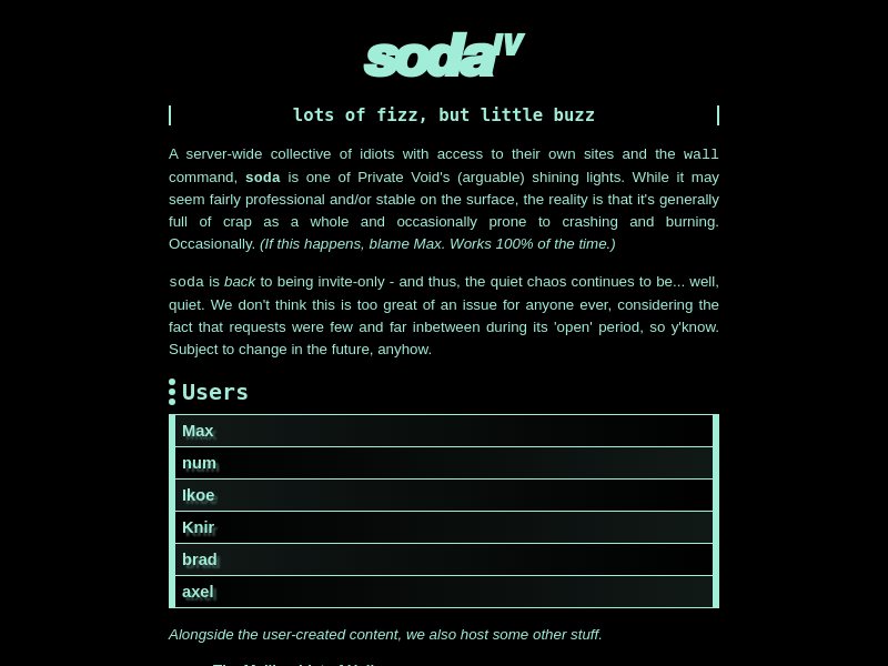 Screenshot of soda.privatevoid.net