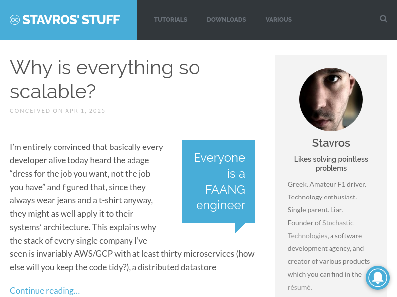 Screenshot of stavros.io