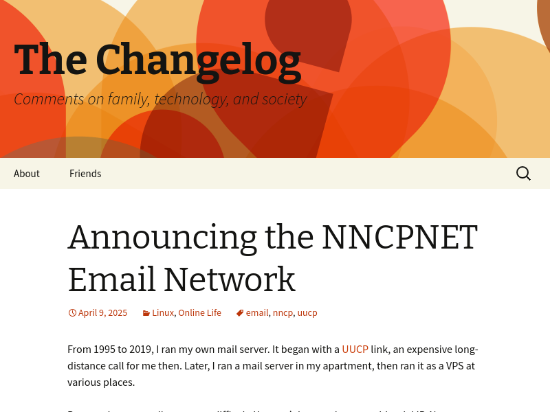 Screenshot of changelog.complete.org