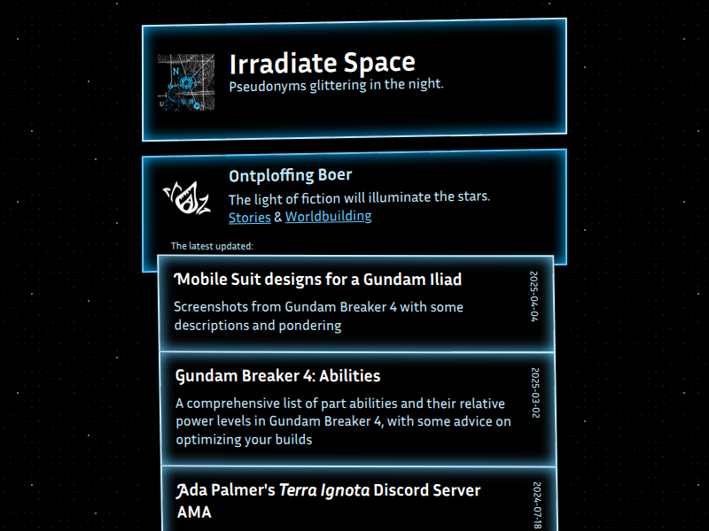 Screenshot of irradiate.space