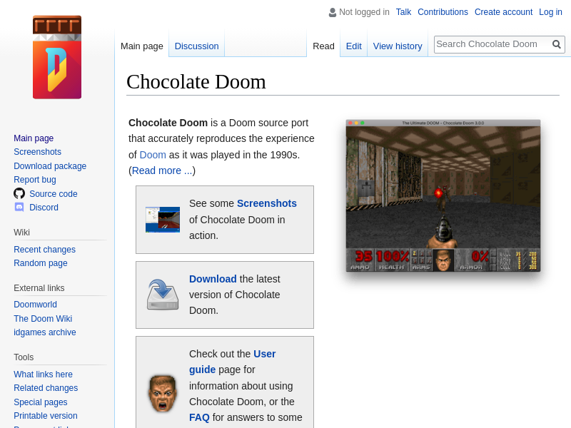 Screenshot of chocolate-doom.org
