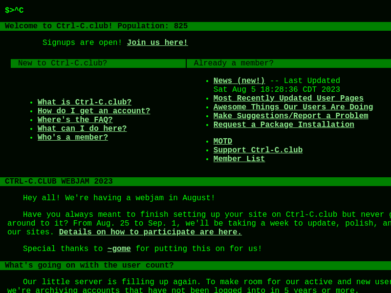 Screenshot of ctrl-c.club